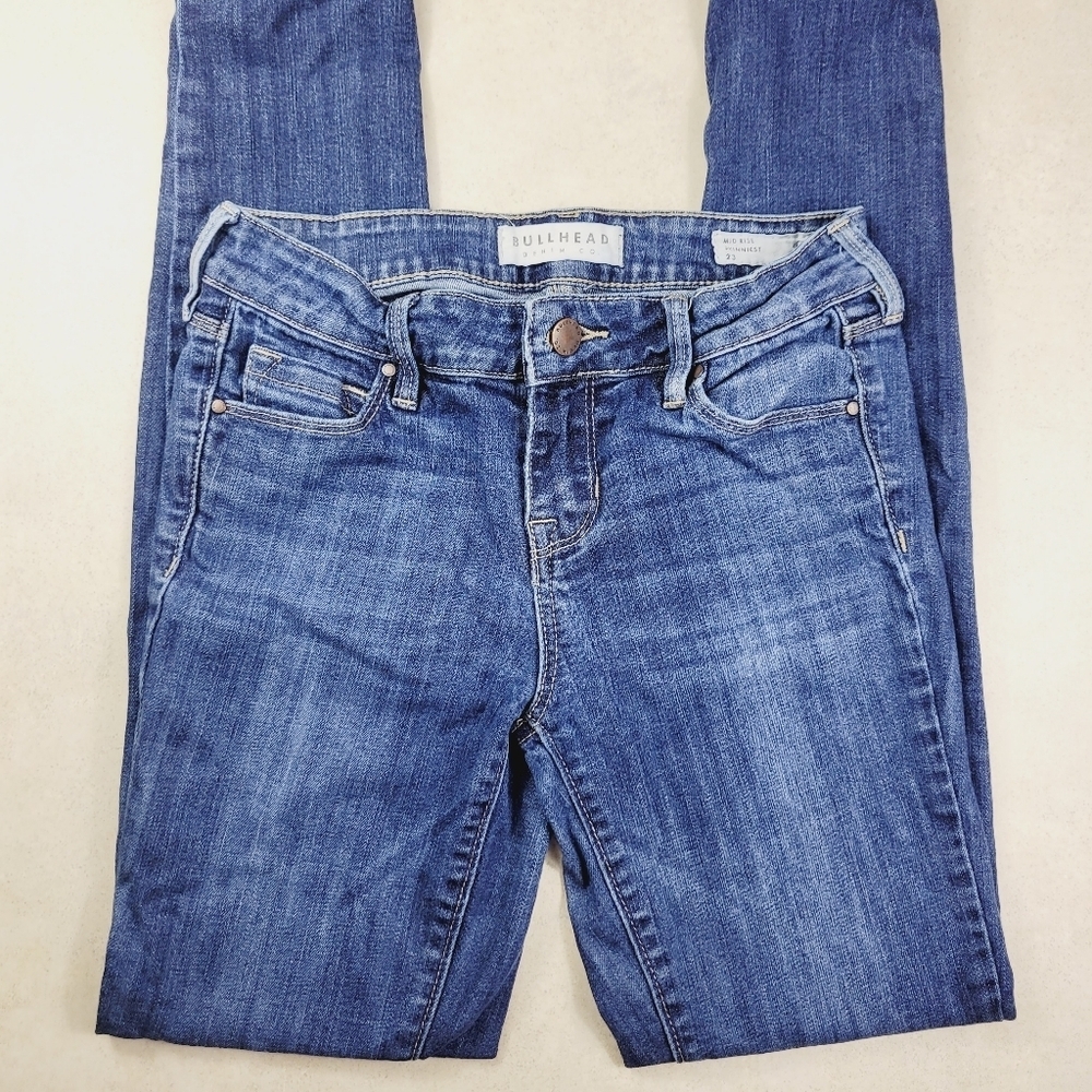 Bullhead super skinny jeans mid ride skinnist blue jeans size 23 - Picture 2 of 8